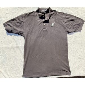 Athletic Club Polo Shirt Mens XL Gray Cotton Embroidered State Logo Casual